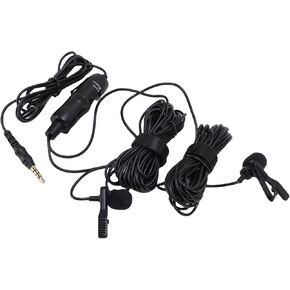 Microphone for Camera,Wireless Lavalier Microphone,Double Lav Lapel Microphone with Noise Reduction,Professional Lapel Mic for Record Interview,Vlogs,YouTube,Tiktok