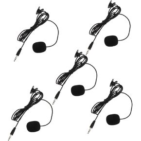 HANABASS 5Pcs Clip Phone Microphone Versatile Wired Lavalier Mics for Interviews Live Streaming and Recording Sound Capture for Phones and Cameras