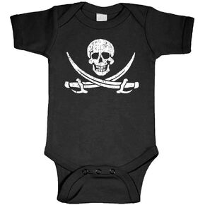 Jolly Roger Pirate Skull Crossed Swords - Cotton Infant Bodysuit