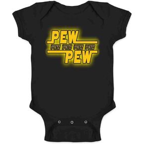 Pop Threads Pew Pew Logo SciFi Funny Infant Baby Boy Girl Bodysuit