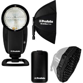 Profoto A10 AirTTL-C Studio Light for Nikon - Premium Wireless Photography Lighting for Professional Photographers - AirTTL Compatibility Bundle with Softbox, Softgrid and Accessories (4 Items)