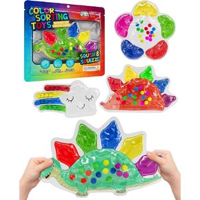 4-Pack Color Sorting Sensory Toys for Toddlers Ages 3+ Montessori Travel Toys Calm Down Toy for Preschool | Flower, Porcupine, Cloudy Rainbow Color Matching Activities Gift Ready for Boys Girls B-Day