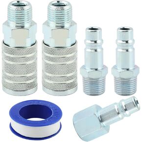 1/2 "مجموعة تجهيزات خرطوم الهواء ، 2pcs مقرنة من النوع الصناعي I/M مع 1/2" mnpt & slut مع 1/2 fnpt ، 2pcs المقابس مع 1/2 'mnpt ، 5pcs الصلب تركيبات و connect Quick 300psi (اللون: خارجي)