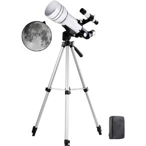 70mm Aperture Refractor Telescope for Adults & Kids, 500mm Focal Length, Portable Travel Telescope with Adjustable Tripod, Perfect for Astronomy Beginners & Stargazing