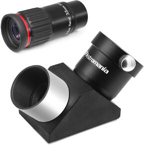 Astromania 1.25"/2"- 3.5mm 70 Degree Super Wide Angle (SWA) - Bundle with - 1.25" 90-Degree Erecting Prism