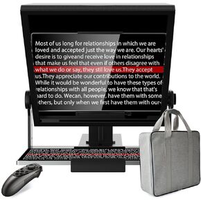 13" HD Teleprompter, Wide-Angle, Height Adjustable, Compatible with DSLR/Tablet, with Remote & Free App