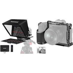 NEEWER Teleprompter C12 Modular Design with 15mm LWS Rod Clamp, RT113 Remote, App Control, 12" Beamsplitter, Snap in 501PL QR Plate, X-S20 Camera Cage Included