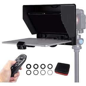 10 Inch Teleprompter, Portable Folding Teleprompter Prompter with APP Bluetooth Control, with Carry Case, for Tablet DSLR Webcam Smartphone, for Live Streaming
