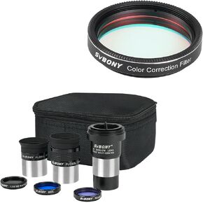 SV233 7PCS Telescope Accessory Kit for Beginner, 6mm 17mm Telescope Eyepiece, 2X Barlow Lens, Moon Filter, ND4, 82A Color Filter Bundle with SV231 Color Correction Filter, for Astronomy Visual