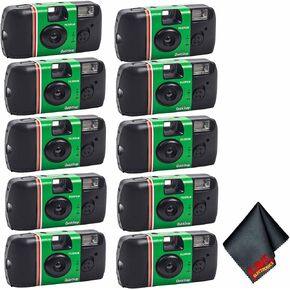 FUJIFILM QuickSnap Flash 400 One-Time-Use Disposable Camera (27 Exposures, 4X 2-Pack) + Microfiber Cleaning Cloth
