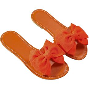 MakeMeChic Women's Bow Sandals Summer Beach Cute Flats Slides Slippers