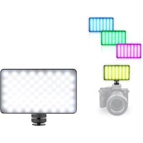 BGNing 3100mAh Rechargeable Selfie Light W140RGB Video Camera 2500-9000k Mini Pocket LED Fill Light Desktop Portable Clip on Light Panel for Phone Laptop Computer or Tablet (Camera Light with Clip)