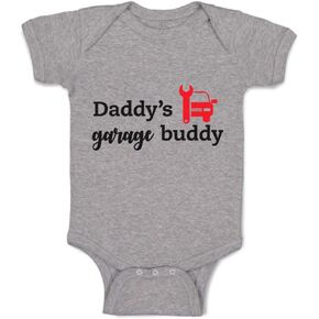 Cute Rascals Baby Bodysuit Daddy's Garage Buddy Mechanic Dad Father's Day Boy & Girl Baby Clothes Funny Cotton Oxford Gray Design Only 6 Months