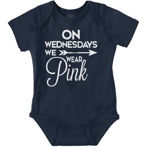 Brisco Brands On Wednesdays We Wear Pink Girly Baby Bodysuit Jumper Girls