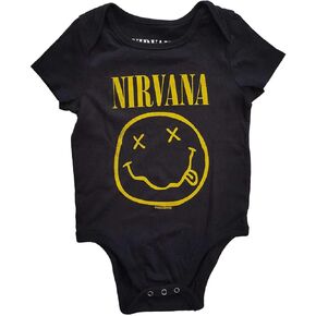Nirvana Baby Grow Yellow Smile Band Logo رسمية أسود 0 إلى 24 شهرًا حجم X-Small (0-3 أشهر)