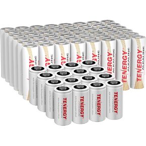 Tenergy Non-Rechargeable 3V CR123A Lithium Battery and 1.5V AA Alkaline Battery, 16 CR123A Battery and 48 AA Battery Bundle
