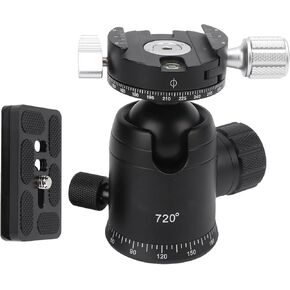720 ° Panoramic SLR Camera Tripod Lead للفيديو والتصوير الفوتوغرافي الدوار ، مادة سبيكة الألومنيوم ، نظام التثبيت السريع ، قارورة الطبقة ، 1/4in و 3/8in