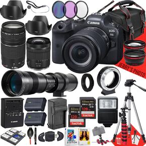 Canon EOS R6 Mirrorless Camera with 24-105mm f/4-7.1 IS STM, EF 75-300mm f/4-5.6 III and 420-800mm f/8.3 HD Telephoto Zoom Lens + 2PC 128 GB Memory + More (35pc Bundle) (Renewed)