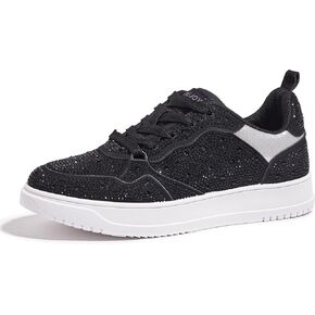 Women's Sparkly Rhinestone Sneakers Comfortable Athletic Glitter Platform Tennis Shoes for Casual, Gym & Fashion Outfits