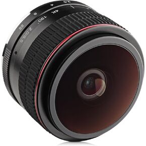 Opteka 6.5mm f/2 HD MC Manual Focus Fisheye Lens for Fuji X Mount APS-C Digital Cameras Black