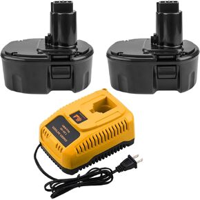 2 Packs 3.6Ah Ni-Mh 14.4 Volt DC9091 DW9094 Replacement Battery and DC9310 Charger Compatible with Dewalt 14.4V Batteries XRP DC9091 DW9094 DW9091 DC9094 DE9091 DE9092 DE9038(Black)