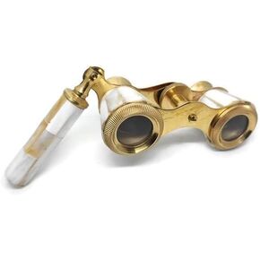 VINTEXX Vintage Opera Glasses with Elegant Brass Frame & Mother of Pearl Accents – Foldable Binoculars with Ornate Handle for Theater, Ballet & Concert Viewing – Antique-Style Gift & Collectible