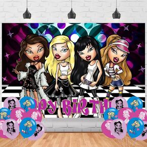 Brat Girl Birthday Decorations,Brat Girl Backdrops for Party Decorations Supplies,Cartoon Happy Birthday Banner Backdrop for Party Supplies (5x3ft)