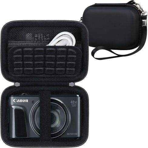علبة الكاميرا لـ Canon PowerShot SX740/ SX730/ SX720/ SX710/ SX610/ SX260/ ELPH 360 HS الكاميرا الرقمية ، حقيبة سفر كاميرات مدونة ، جيب شبكة للبطاريات ، بطاقات SD وكابلات USB ، وردي in Saudi Arabia