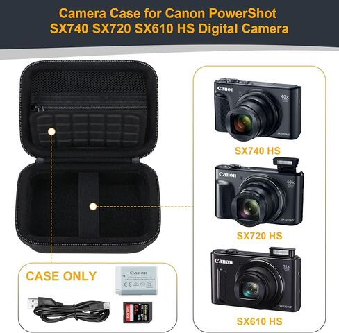 علبة الكاميرا لـ Canon PowerShot SX740/ SX730/ SX720/ SX710/ SX610/ SX260/ ELPH 360 HS الكاميرا الرقمية ، حقيبة سفر كاميرات مدونة ، جيب شبكة للبطاريات ، بطاقات SD وكابلات USB ، وردي in Saudi Arabia