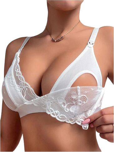 MakeMeChic Women's Nursing Bras Lace Sheer Wireless Unlined Maternity Lingerie Bralette for Breastfeeding in Saudi Arabia