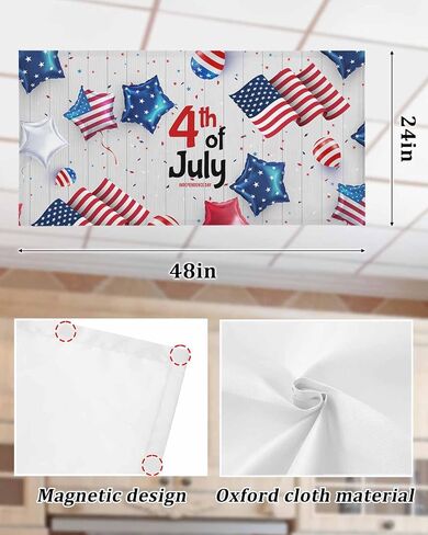 4th of July Fluorescent Lights Covers for Ceiling Lights Flag Magnetic Light Filters 4 Pack 4x2 ft Star Balloon Ribbon Wood Grain Ceiling Light Cover for Classroom Office School Drop Decor in Saudi Arabia