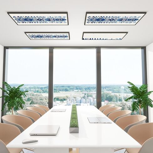 4 Pack Fluorescent Light Covers for Ceiling Lights Set dye art brushes lace Ethnic necklace pattern print stripes Ink Decorative Magnetic Fluorescent Light Filters for Classroom Office Home 4x2 ft in Kuwait