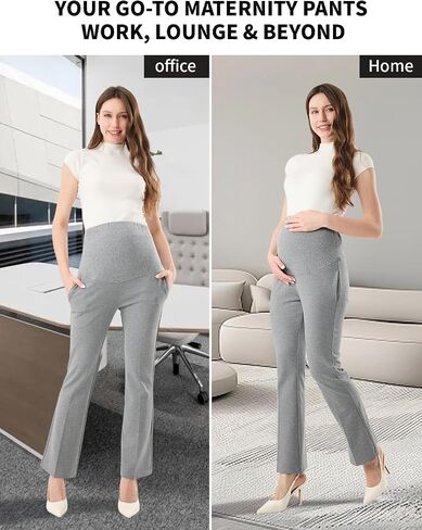 Maternity Clothes Flare Leggings Work Sets Outfits with Pockets Dress Yoga Scrub Comfortable Pants for Stretch Women in Saudi Arabia
