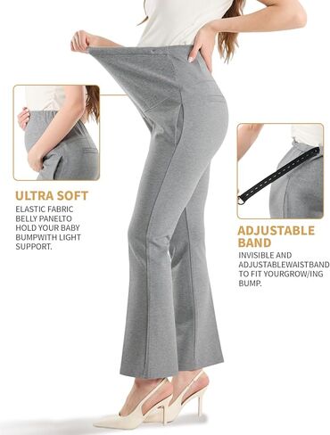 Maternity Clothes Flare Leggings Work Sets Outfits with Pockets Dress Yoga Scrub Comfortable Pants for Stretch Women in Saudi Arabia
