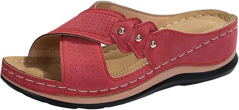 Orthopedic Sandals for Women Comfortable Dressy Wedge Spring Shoes Summer Vacation Arch Support Orthotic Summer Open Toe Platform Sandal Casual Flip Flops Slip on Beach Flats Outdoor Wedges in Saudi Arabia