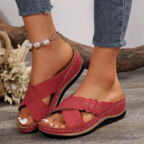Orthopedic Sandals for Women Comfortable Dressy Wedge Spring Shoes Summer Vacation Arch Support Orthotic Summer Open Toe Platform Sandal Casual Flip Flops Slip on Beach Flats Outdoor Wedges in Saudi Arabia