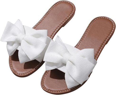 MakeMeChic Women's Bow Sandals Summer Beach Cute Flats Slides Slippers in Saudi Arabia
