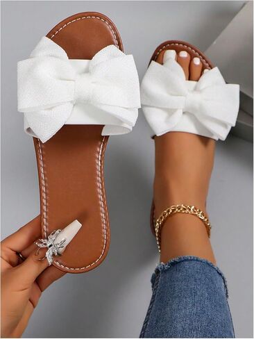MakeMeChic Women's Bow Sandals Summer Beach Cute Flats Slides Slippers in Saudi Arabia