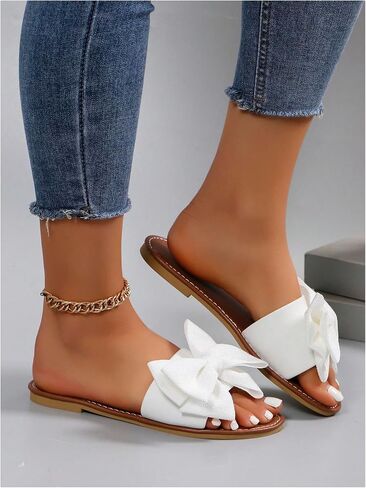 MakeMeChic Women's Bow Sandals Summer Beach Cute Flats Slides Slippers in Saudi Arabia