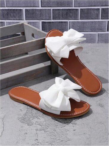 MakeMeChic Women's Bow Sandals Summer Beach Cute Flats Slides Slippers in Saudi Arabia