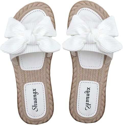 MakeMeChic Women's Bow Sandals Summer Beach Cute Flats Slides Slippers in Saudi Arabia