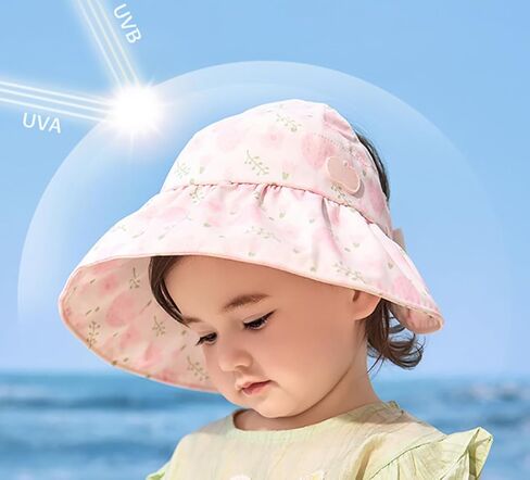 Baby Sun Hat Outdoor Summer Upf 50+ حماية من أشعة الشمس على نطاق واسع القبعات شمس القبعات مع أعلى للفتيات والفتيان in Kuwait