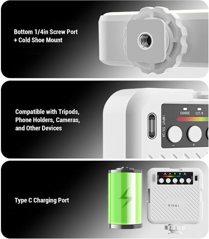 Fockety RGB Video Lights, 3 Color Temperatures RI 95+ 3000-6500K LED Camera Lightwith 3 Cold Shoe Mounts, 1/4inch Screw Hole, Portable Photography Lighting for Vlogging Video Conference in Saudi Arabia