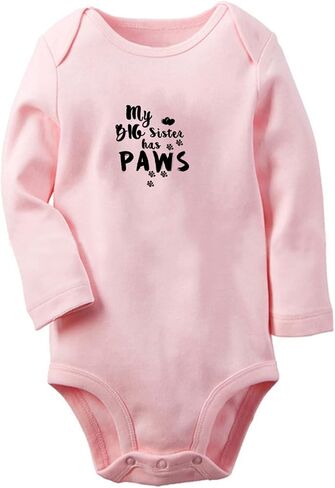 iDzn MY BIG SISTER HAS PAWS Funny Rompers, Newborn Baby Bodysuits, Infant Jumpsuits Outfits, Kids Long Sleeves Clothes in Saudi Arabia