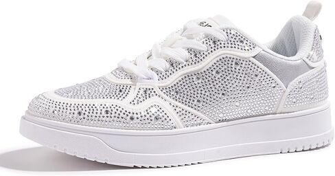 Women's Sparkly Rhinestone Sneakers Comfortable Athletic Glitter Platform Tennis Shoes for Casual, Gym & Fashion Outfits in Saudi Arabia