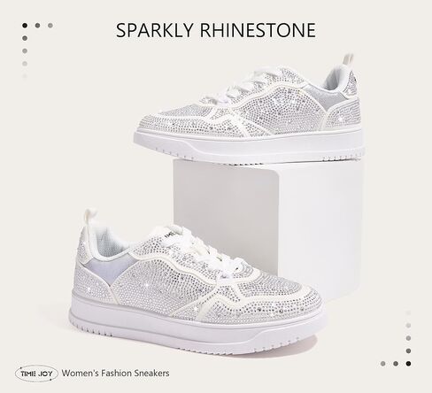 Women's Sparkly Rhinestone Sneakers Comfortable Athletic Glitter Platform Tennis Shoes for Casual, Gym & Fashion Outfits in Saudi Arabia