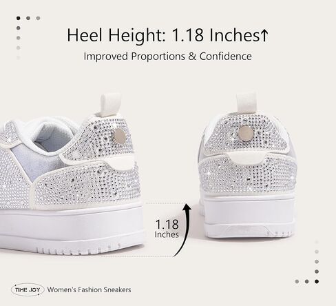 Women's Sparkly Rhinestone Sneakers Comfortable Athletic Glitter Platform Tennis Shoes for Casual, Gym & Fashion Outfits in Saudi Arabia