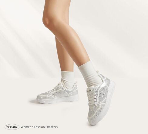Women's Sparkly Rhinestone Sneakers Comfortable Athletic Glitter Platform Tennis Shoes for Casual, Gym & Fashion Outfits in Saudi Arabia