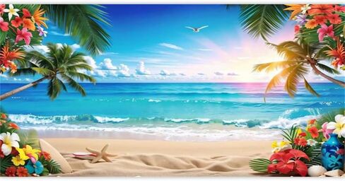 Summer Hawaiian Beach Backdrop 10x8ft Fabric Hawaii Luau Party Decor Tropical Aloha Birthday Retirement Banner Tiki Baby Shower Wedding Backdrop in Saudi Arabia