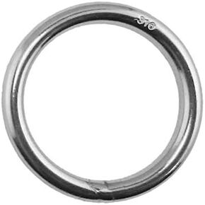 US Stainless Stainless Steel 316 Round Ring Welded 5/16" x 4" (8mm x 100mm) Marine Grade